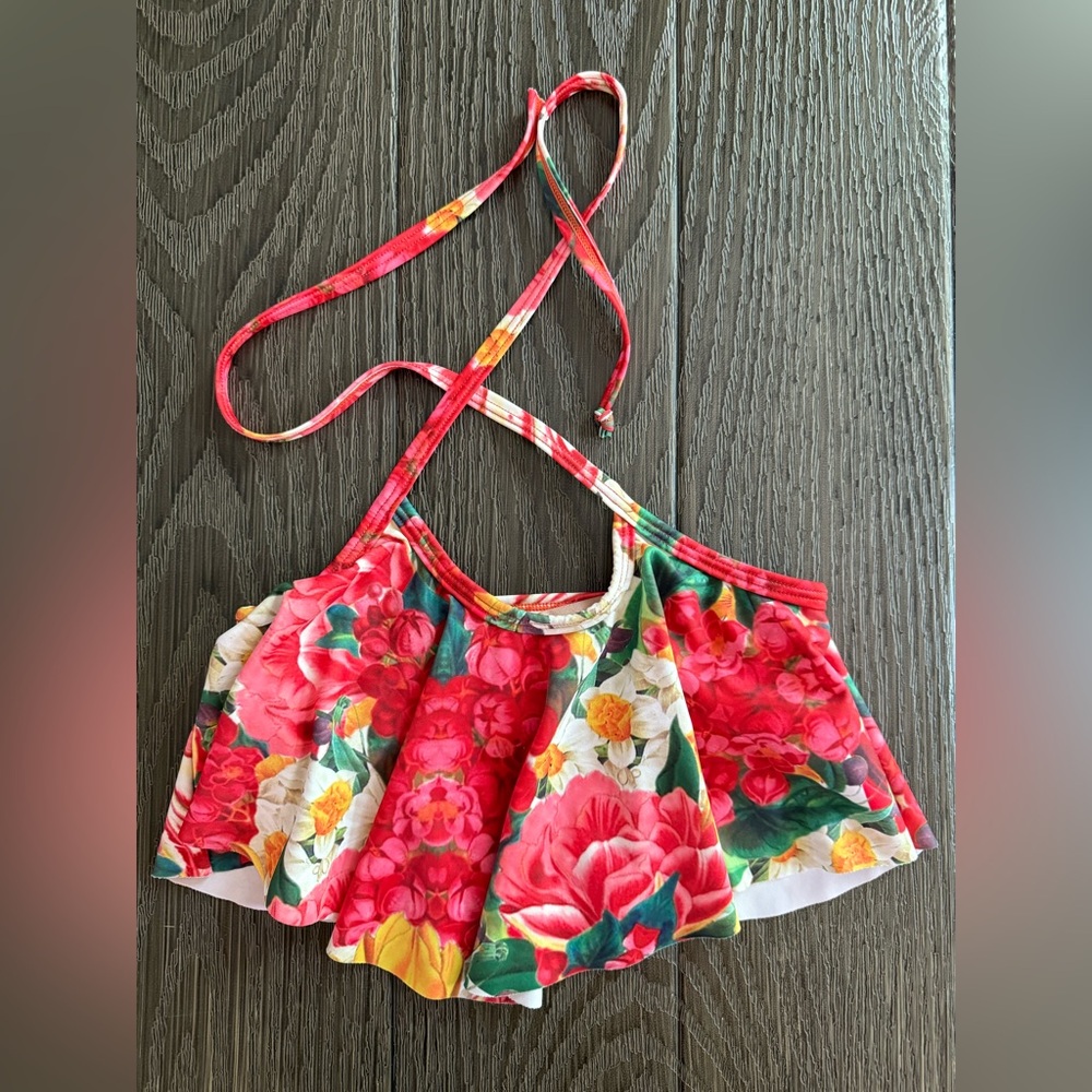 Kortni Jeane Floral Kids Swim Bikini - Red and Yellow